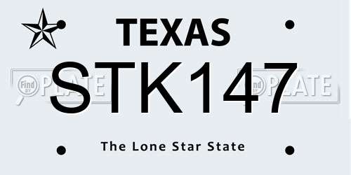 STK147 Texas License Plate