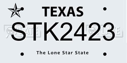STK2423 Texas License Plate