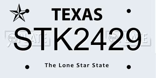 STK2429 Texas License Plate