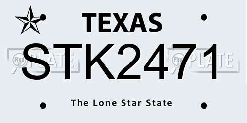 STK2471 Texas License Plate