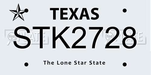 STK2728 Texas License Plate