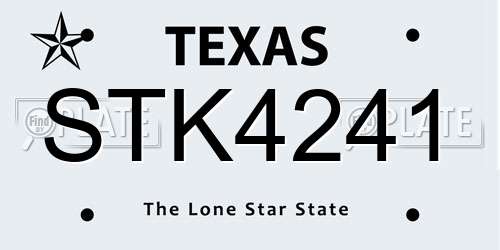STK4241 Texas License Plate