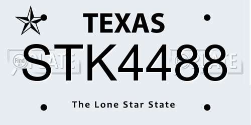 STK4488 Texas License Plate