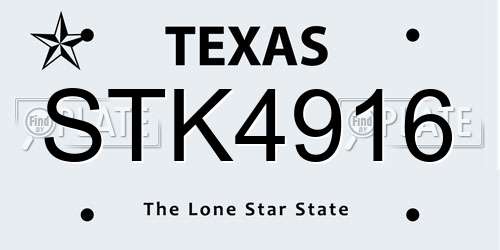 STK4916 Texas License Plate