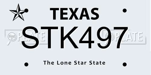STK497 Texas License Plate