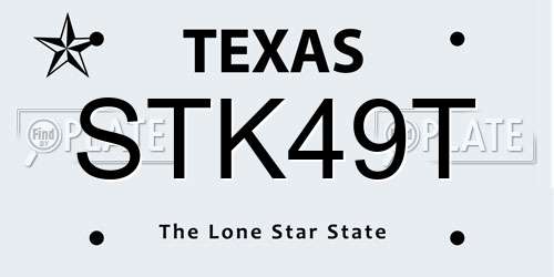 STK49T Texas License Plate