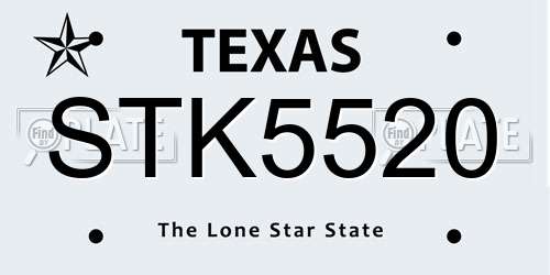 STK5520 Texas License Plate