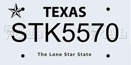 STK5570 Texas License Plate