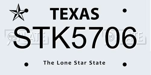 STK5706 Texas License Plate