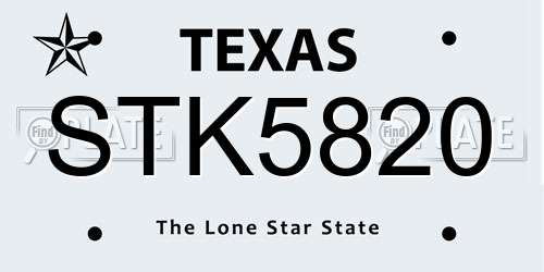 STK5820 Texas License Plate