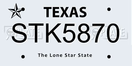 STK5870 Texas License Plate