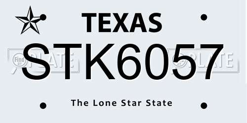 STK6057 Texas License Plate