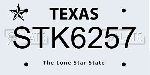 STK6257 Texas License Plate