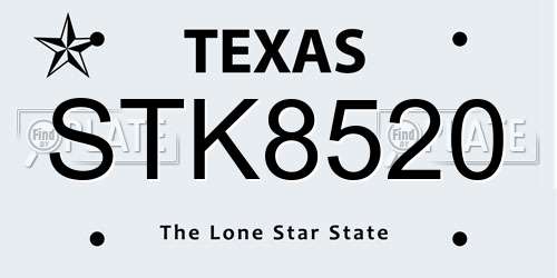 STK8520 Texas License Plate