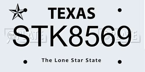STK8569 Texas License Plate