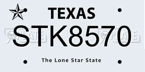 STK8570 Texas License Plate