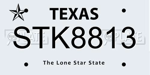STK8813 Texas License Plate