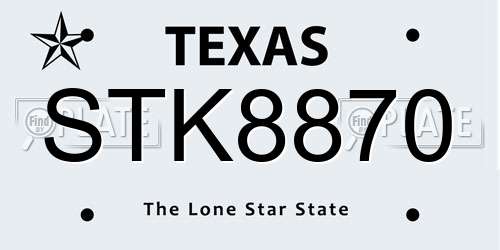 STK8870 Texas License Plate
