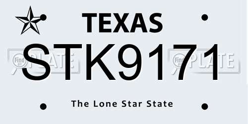 STK9171 Texas License Plate
