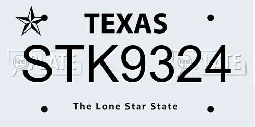 STK9324 Texas License Plate