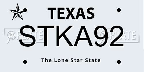 STKA92 Texas License Plate