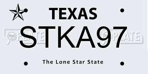 STKA97 Texas License Plate