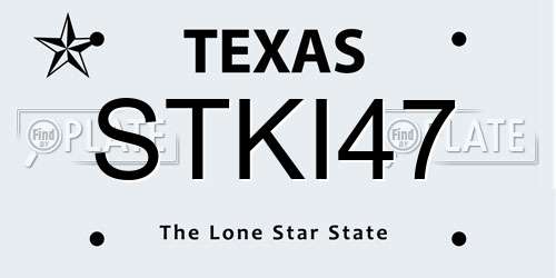 STKI47 Texas License Plate