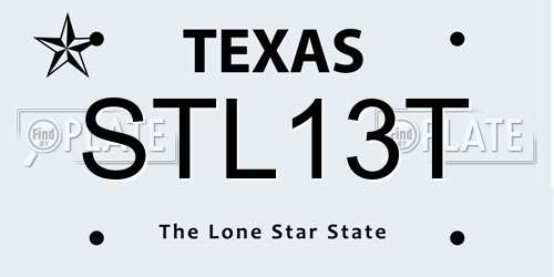 STL13T Texas License Plate