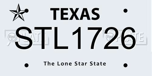 STL1726 Texas License Plate