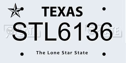STL6136 Texas License Plate