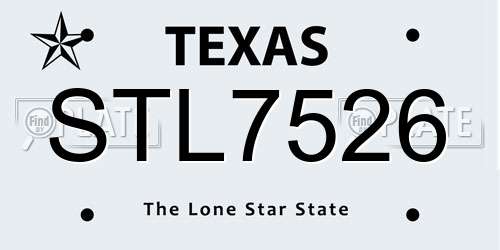 STL7526 Texas License Plate