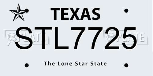 STL7725 Texas License Plate