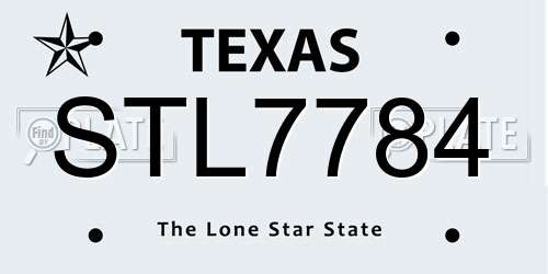 STL7784 Texas License Plate