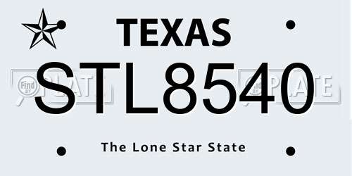 STL8540 Texas License Plate