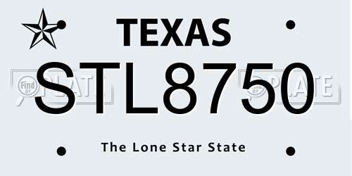 STL8750 Texas License Plate