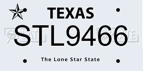 STL9466 Texas License Plate