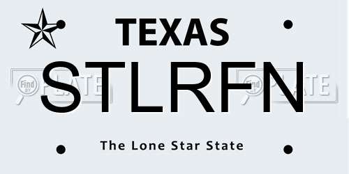 STLRFN Texas License Plate