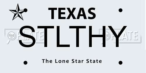 STLTHY Texas License Plate