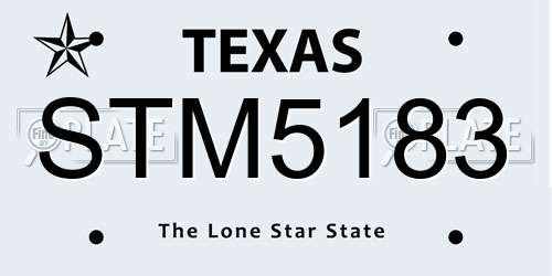 STM5183 Texas License Plate