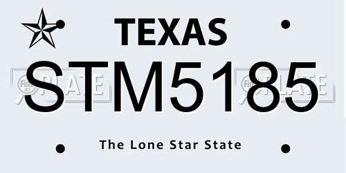 STM5185 Texas License Plate