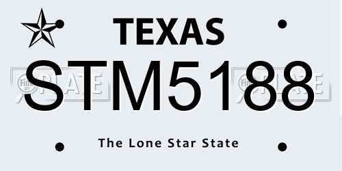STM5188 Texas License Plate