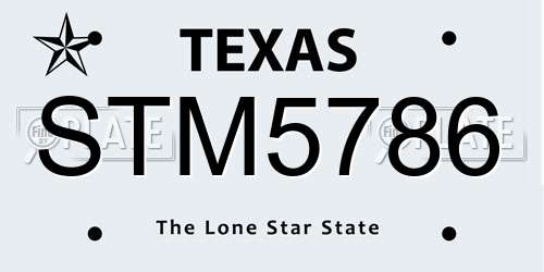 STM5786 Texas License Plate