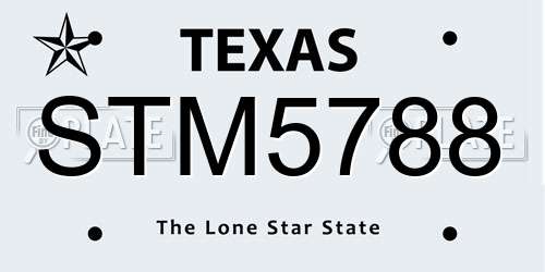 STM5788 Texas License Plate