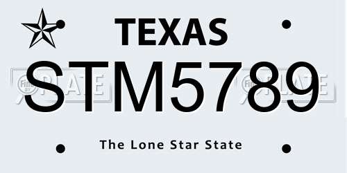 STM5789 Texas License Plate