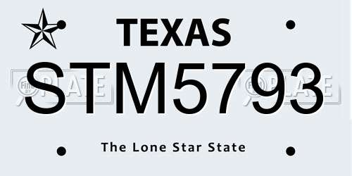 STM5793 Texas License Plate