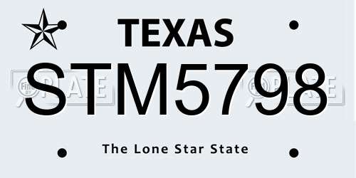 STM5798 Texas License Plate