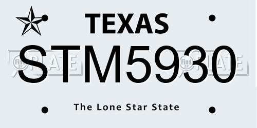 STM5930 Texas License Plate