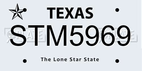 STM5969 Texas License Plate