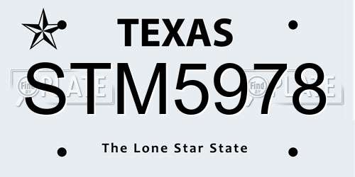 STM5978 Texas License Plate