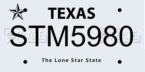 STM5980 Texas License Plate